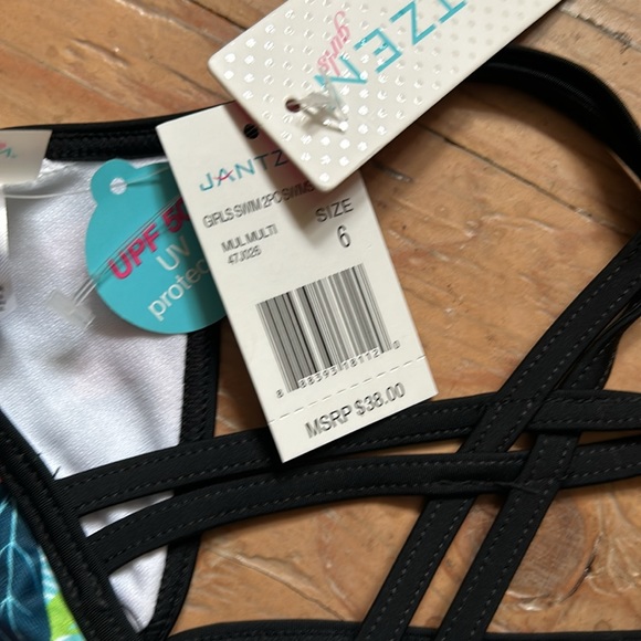 Jantzen Girls Swim 2PC Swimsuit Set Size 6 Multi UPF 50 + UV Protection NWT - Picture 3 of 7